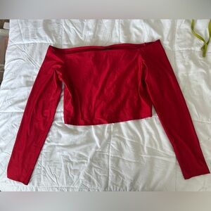 Red Long Sleeve Off Shoulder Top